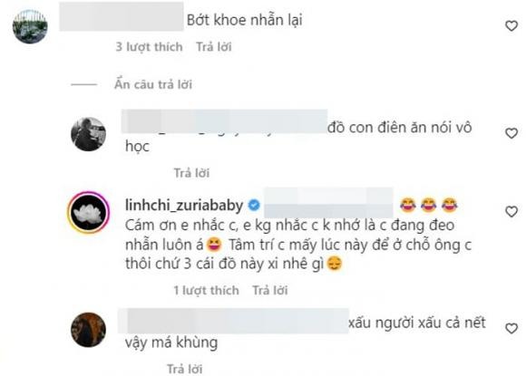 Người mẫu Linh Chi lên tiếng khi bị chỉ trích khoe nhẫn trong đám tang ông nội. Ảnh: IG Người mẫu Linh Chi lên tiếng khi bị chỉ trích khoe nhẫn trong đám tang ông nội. Ảnh: IG
