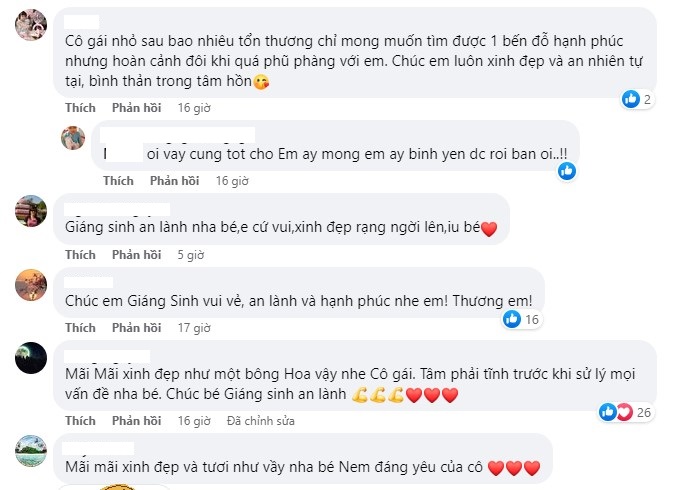 Nhiều người khen ngợi Nam Em và gửi cô những lời chúc tốt đẹp. Ảnh: FBNV Nhiều người khen ngợi Nam Em và gửi cô những lời chúc tốt đẹp. Ảnh: FBNV