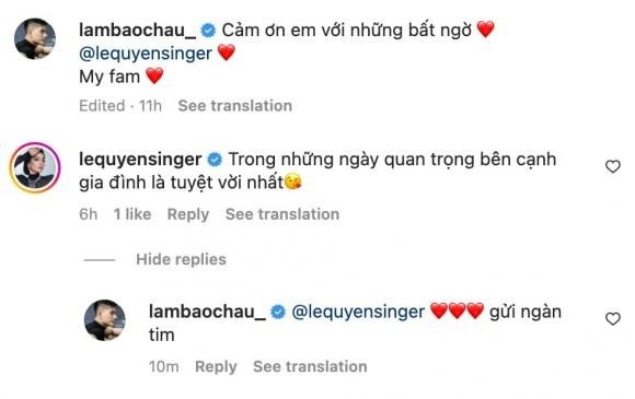 Màn đối đáp ngọt ngào giữa 2 người. Ảnh: IG Màn đối đáp ngọt ngào giữa 2 người. Ảnh: IG