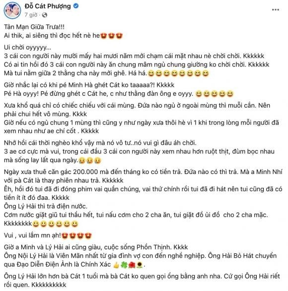 Bài đăng về kỷ niệm của Cát Phượng. Ảnh: FBNV Bài đăng về kỷ niệm của Cát Phượng. Ảnh: FBNV
