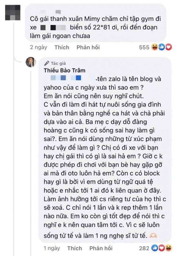 Thiều Bảo Trâm không nhân nhượng, hiếm hoi lên tiếng 'dằn mặt' antifan 2 Thiều Bảo Trâm không nhân nhượng, hiếm hoi lên tiếng 'dằn mặt' antifan 2