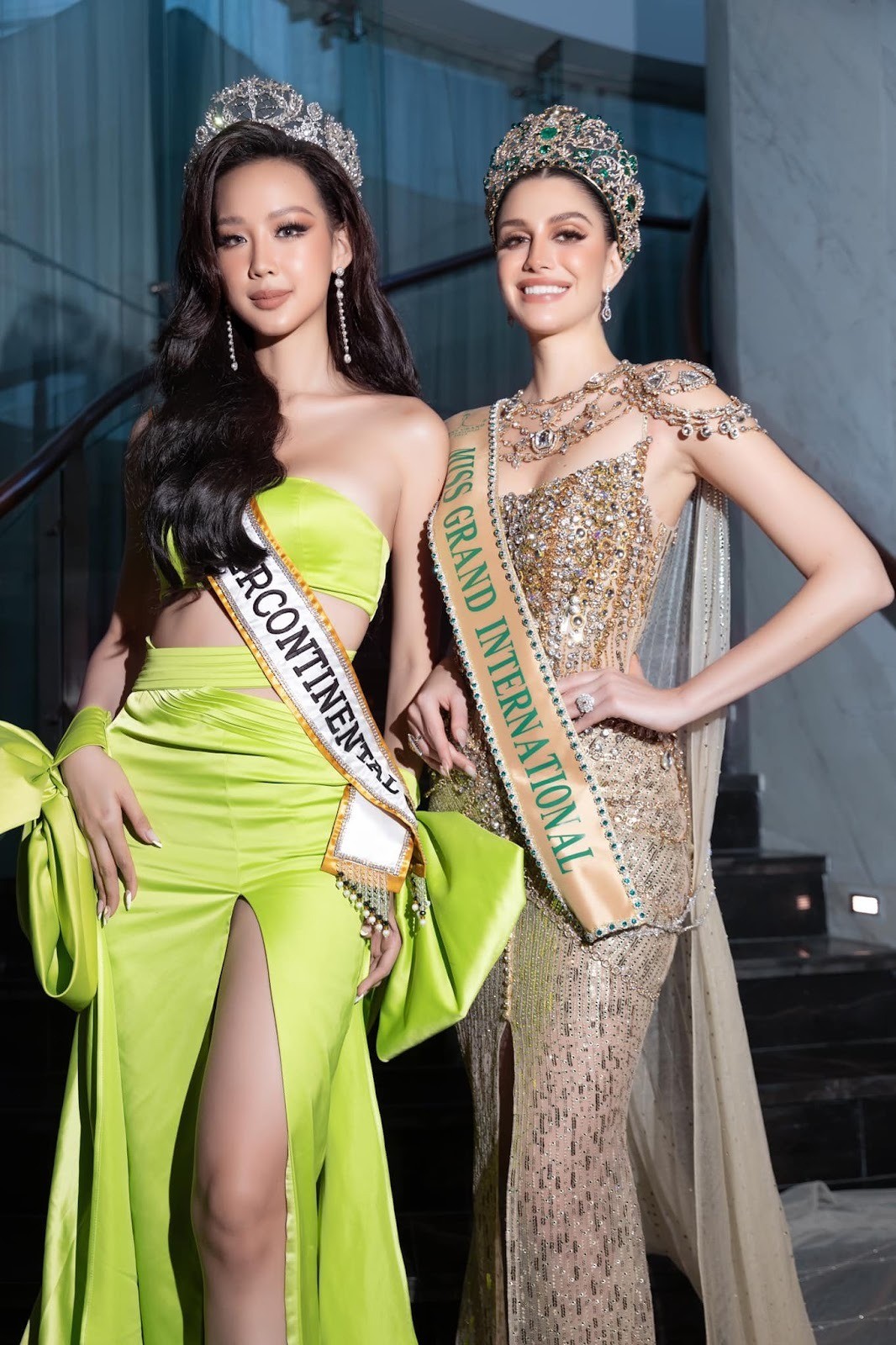 Bảo Ngọc đọ sắc cùng nàng hậu quốc tế. Ảnh: Internet