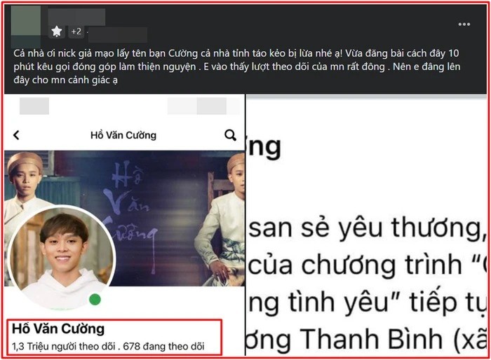 Bài đăng thông báo tình trạng của Hồ Văn Cường. Ảnh: FBNV Bài đăng thông báo tình trạng của Hồ Văn Cường. Ảnh: FBNV