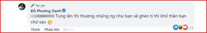 Phương Oanh phản ứng trước những lời mỉa mai của cư dân mạng. Ảnh: Internet