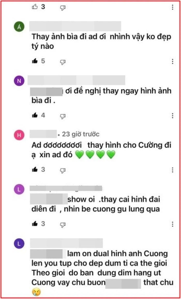 Fan lên tiếng trước hình ảnh bìa video của Hồ Văn Cường. Ảnh: Chụp màn hình Fan lên tiếng trước hình ảnh bìa video của Hồ Văn Cường. Ảnh: Chụp màn hình