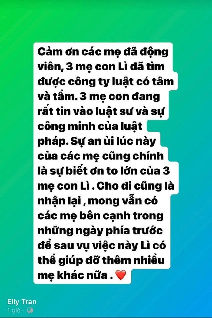 Elly Trần cập nhật tình hình đòi quyền nuôi con với chồng cũ. Ảnh: FBNV Elly Trần cập nhật tình hình đòi quyền nuôi con với chồng cũ. Ảnh: FBNV