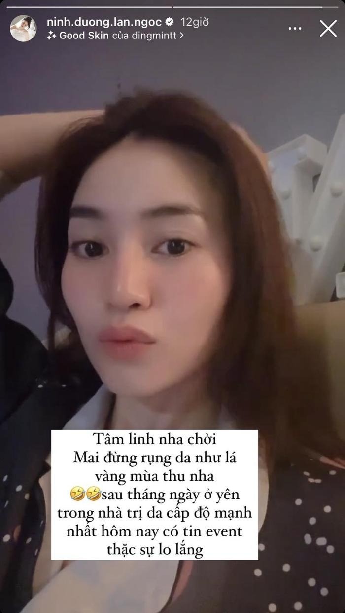 Ninh Dương Lan Ngọc tiết lộ tình trạng nhan sắc của mình. Ảnh: FBNV Ninh Dương Lan Ngọc tiết lộ tình trạng nhan sắc của mình. Ảnh: FBNV