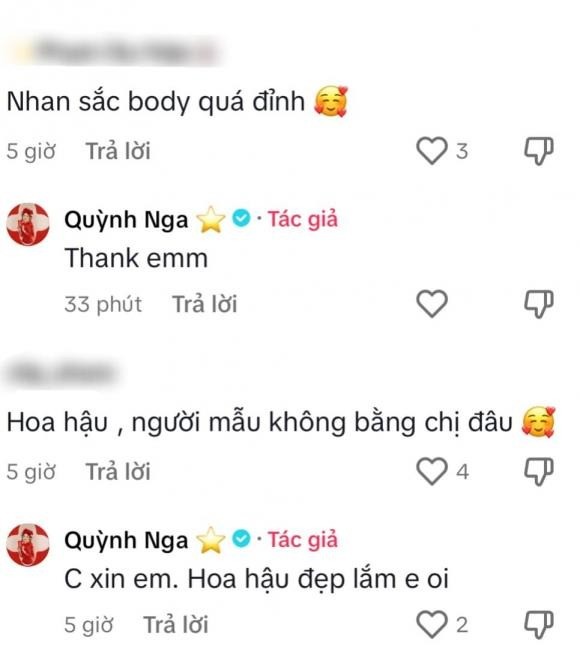 Quỳnh Nga khiêm tốn khi được khen ngợi. Ảnh: Chụp màn hình Quỳnh Nga khiêm tốn khi được khen ngợi. Ảnh: Chụp màn hình