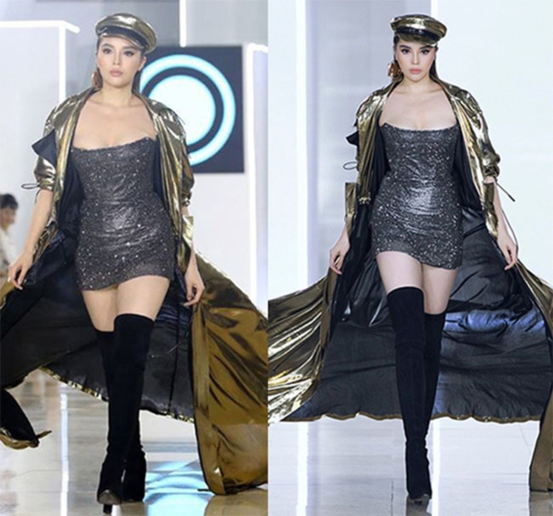 Trong hình ảnh chưa qua chỉnh sửa, Kỳ Duyên lộ gương mặt đầy đặn, phần chân không thon gọn, thân hình có chút thừa cân hơn so với ảnh đã qua photoshop chỉn chu.