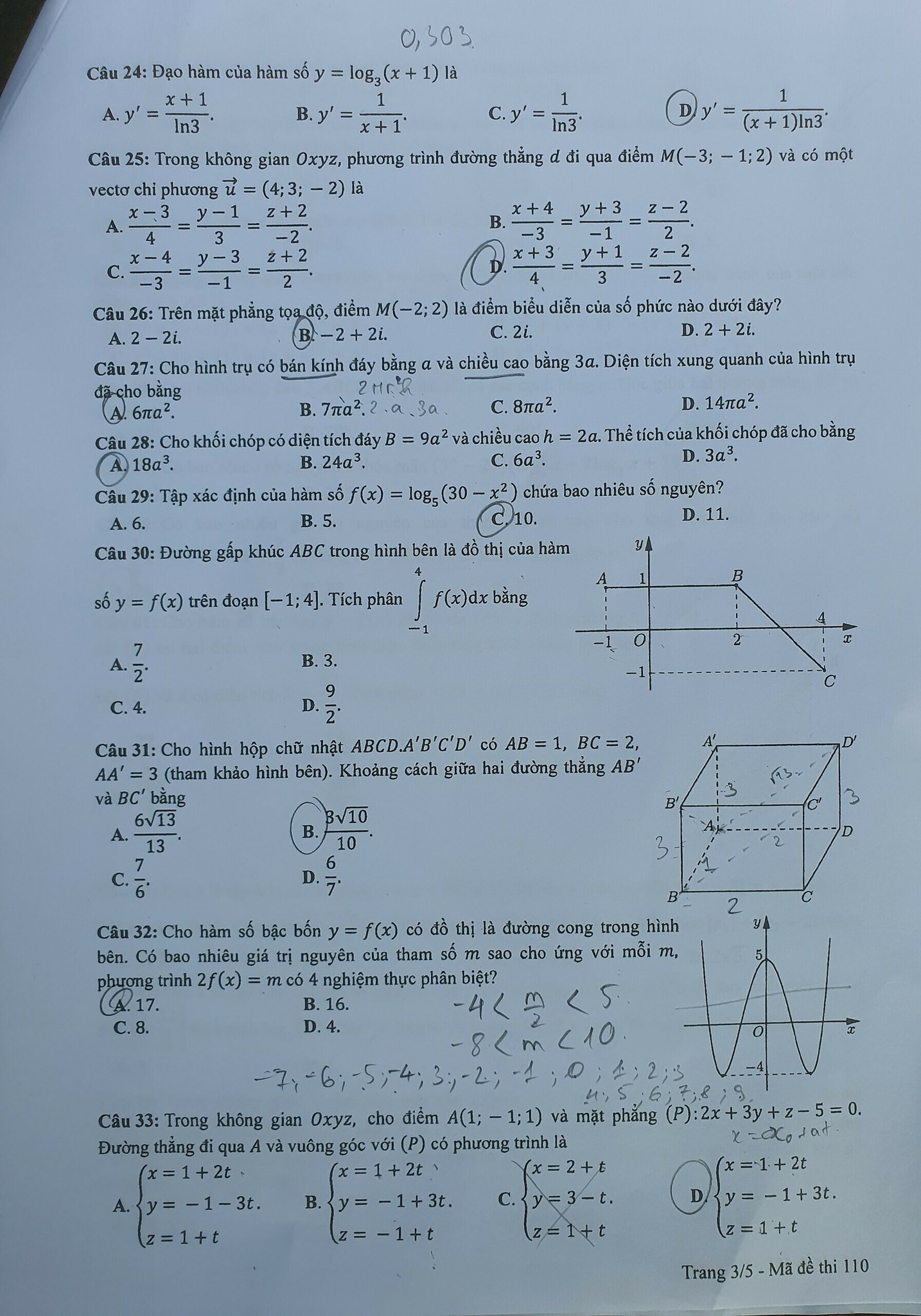 Đáp án đề thi môn Toán mã đề 111 kỳ thi Tốt Nghiệp THPT 2023 - Ảnh 4 Đáp án đề thi môn Toán mã đề 111 kỳ thi Tốt Nghiệp THPT 2023 - Ảnh 4