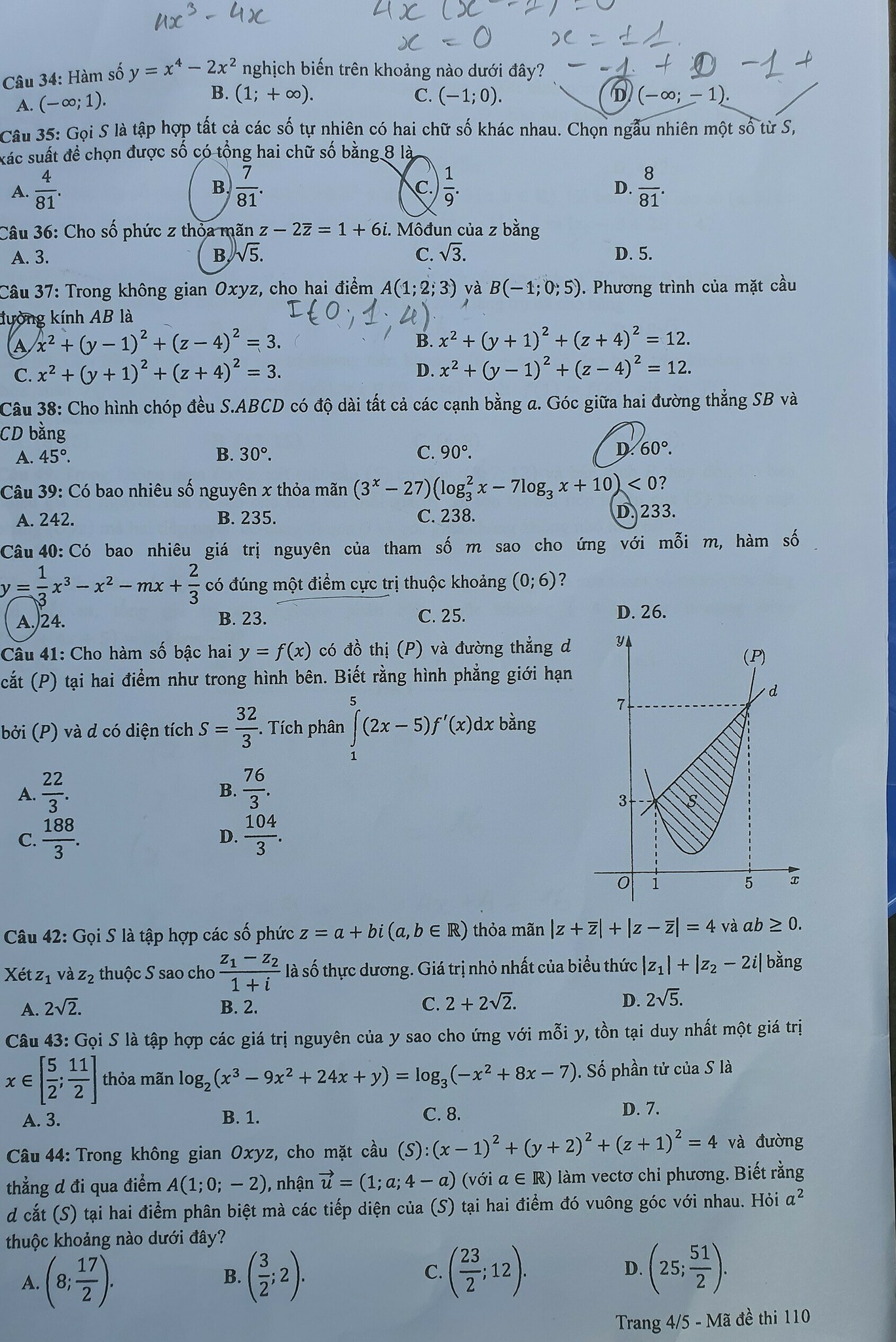 Đáp án đề thi môn Toán mã đề 111 kỳ thi Tốt Nghiệp THPT 2023 - Ảnh 5 Đáp án đề thi môn Toán mã đề 111 kỳ thi Tốt Nghiệp THPT 2023 - Ảnh 5