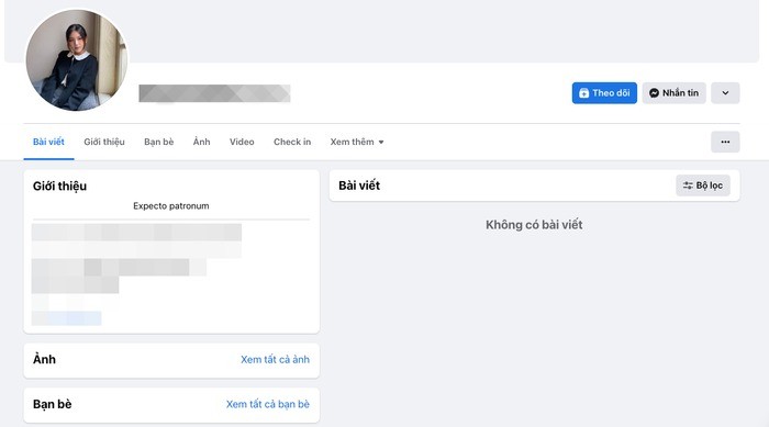 Trang cá nhân của em gái Ý Nhi đã 'trắng trơn'. Ảnh: FBNV