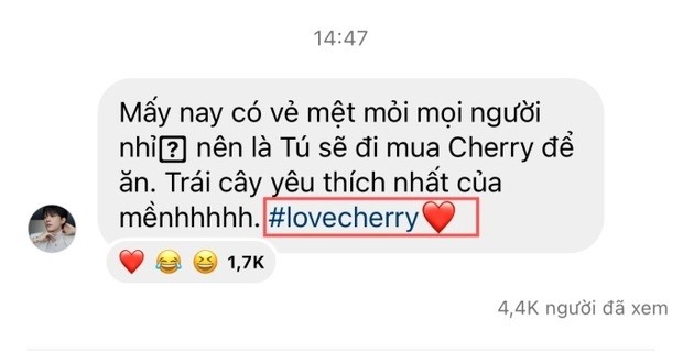 Động thái mới đây của Anh Tú. Ảnh: IG Động thái mới đây của Anh Tú. Ảnh: IG