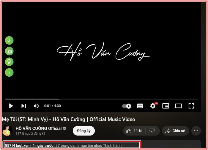 Ca khúc Mẹ Tôi nhanh chóng lên top 7 Thịnh hành trên Youtube. Ảnh: Chụp màn hình Ca khúc Mẹ Tôi nhanh chóng lên top 7 Thịnh hành trên Youtube. Ảnh: Chụp màn hình