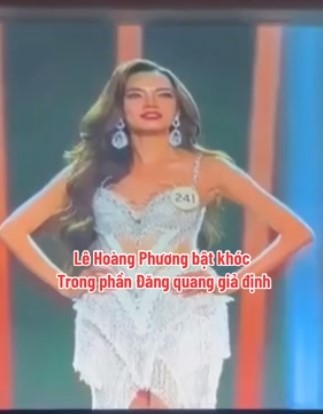 Hoàng Phương nghẹn ngào dù chỉ giả định đăng quang ngôi vị cao nhất. Ảnh: Chụp màn hình Hoàng Phương nghẹn ngào dù chỉ giả định đăng quang ngôi vị cao nhất. Ảnh: Chụp màn hình