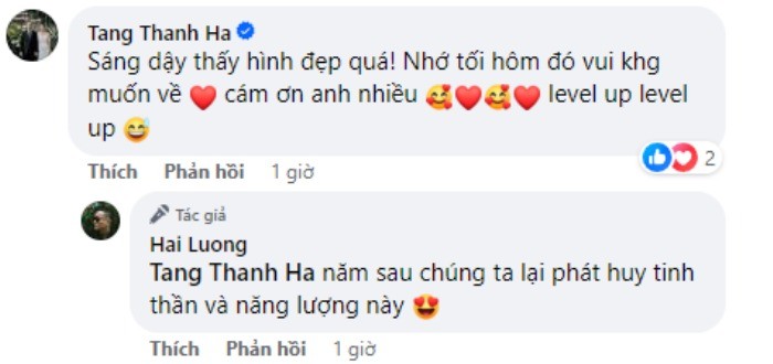 Tăng Thanh Hà đáp lại lời chúc của Lương Mạnh Hải. Ảnh: FBNV Tăng Thanh Hà đáp lại lời chúc của Lương Mạnh Hải. Ảnh: FBNV