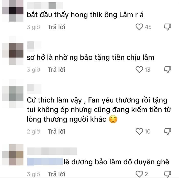 Cư dân mạng phản ứng trước những chia sẻ của Lê Dương Bảo Lâm. Ảnh: Chụp màn hình Cư dân mạng phản ứng trước những chia sẻ của Lê Dương Bảo Lâm. Ảnh: Chụp màn hình