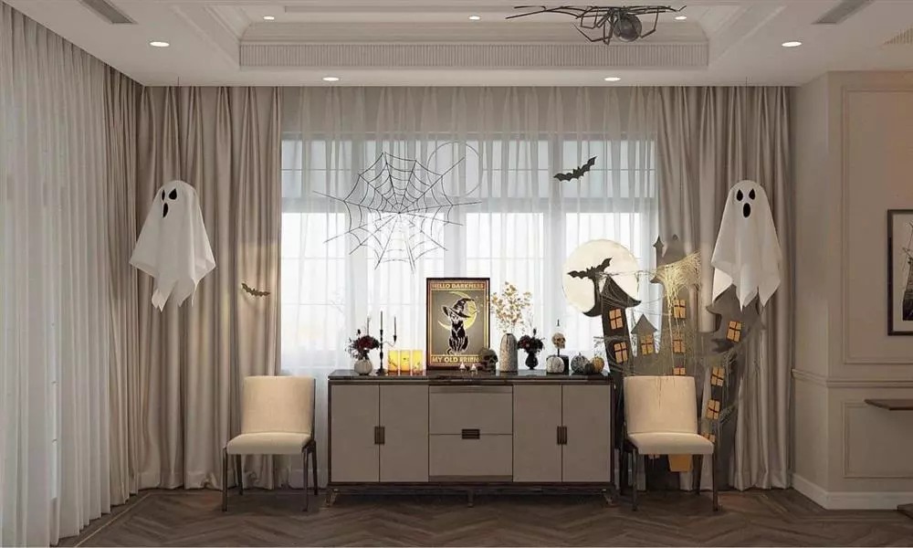 Không khí rùng rợn của lễ hội Halloween được nữ đại gia trang trí khắp từ trong ra ngoài.