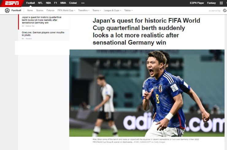 Ritsu Doan và Takuma Asano là hai cầu thủ ghi bàn giúp Nhật Bản lội ngược dòng thắng 2-1 trước Đức ở trận đấu diễn ra tối 23/11 (giờ Hà Nội).