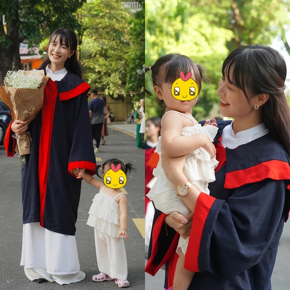 Xuất hiện trong ngày tốt nghiệp đại họccủa mẹ, cô bé Cola còn chiếm hết spotlight vì sự đáng yêu của mình.