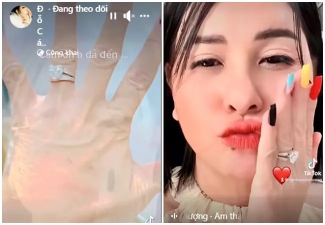 Cát Phượng hào hứng khoe nhẫn 'khủng' ngón áp út, nghi vấn được cầu hôn hậu chia tay Kiều Minh Tuấn (Ảnh: Chụp màn hình) Cát Phượng hào hứng khoe nhẫn 'khủng' ngón áp út, nghi vấn được cầu hôn hậu chia tay Kiều Minh Tuấn (Ảnh: Chụp màn hình)