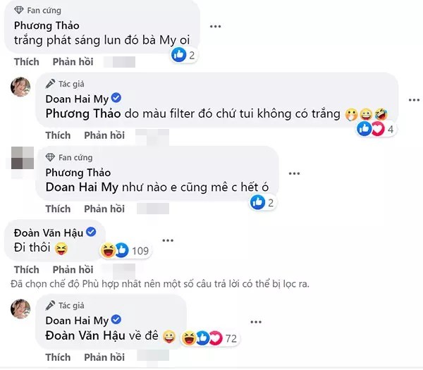 Màn tương tác của Doãn Hải My cùng người hâm mộ và Đoàn Văn Hậu khiến ai cũng bất ngờ. Màn tương tác của Doãn Hải My cùng người hâm mộ và Đoàn Văn Hậu khiến ai cũng bất ngờ.