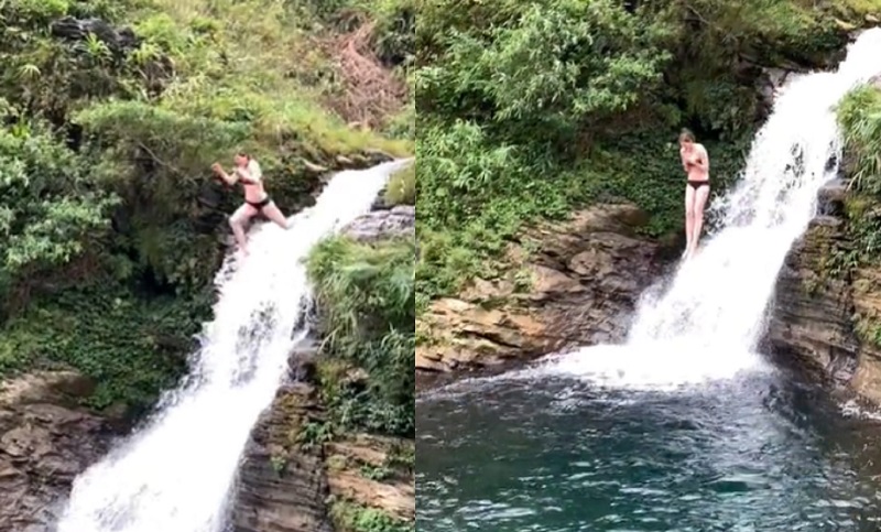 Video: Cặp du khách Tây ôm nhau nhảy xuống thác Du Già ở Hà Giang khiến nhiều người thót tim 1 Video: Cặp du khách Tây ôm nhau nhảy xuống thác Du Già ở Hà Giang khiến nhiều người thót tim 1