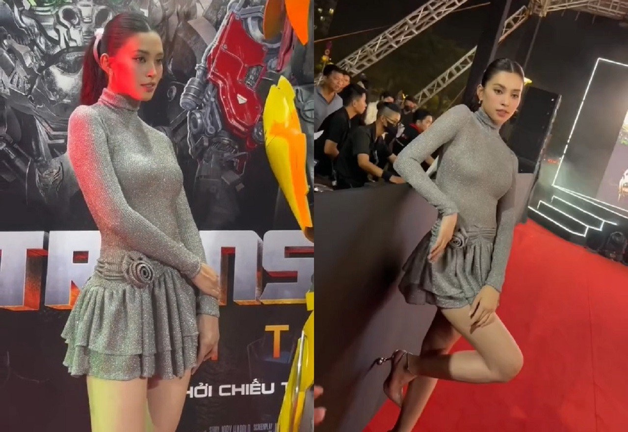 Bộ trang phục giúp Tiểu Vy khoe khéo cặp chân thon dài.