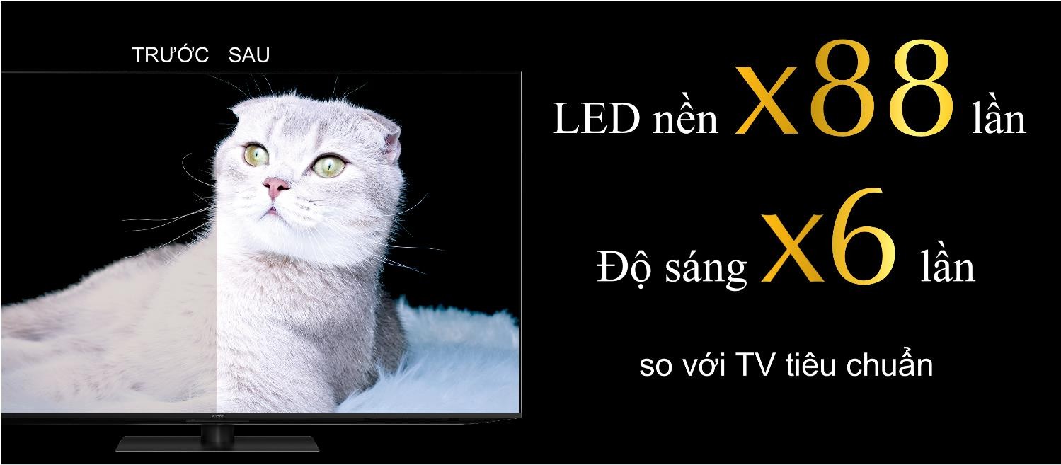 TV AQUOS XLED với độ sáng thật, vượt trội hơn so với TV tiêu chuẩn khác. TV AQUOS XLED với độ sáng thật, vượt trội hơn so với TV tiêu chuẩn khác.