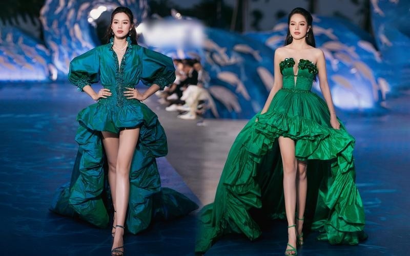 Thanh Thuỷ - Đỗ Thị Hà lần đầu tiên catwalk đôi trên sàn diễn khiến fan sắc đẹp không khỏi trầm trồ.
