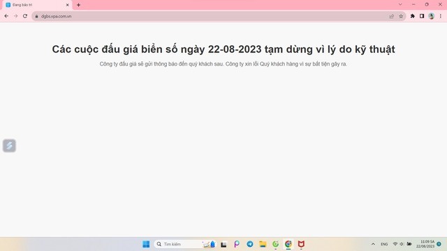 Máy chủ liên tục báo lỗi, ngay từ 9h sáng đã không thể tiếp cận phiên đấu giá. Máy chủ liên tục báo lỗi, ngay từ 9h sáng đã không thể tiếp cận phiên đấu giá.