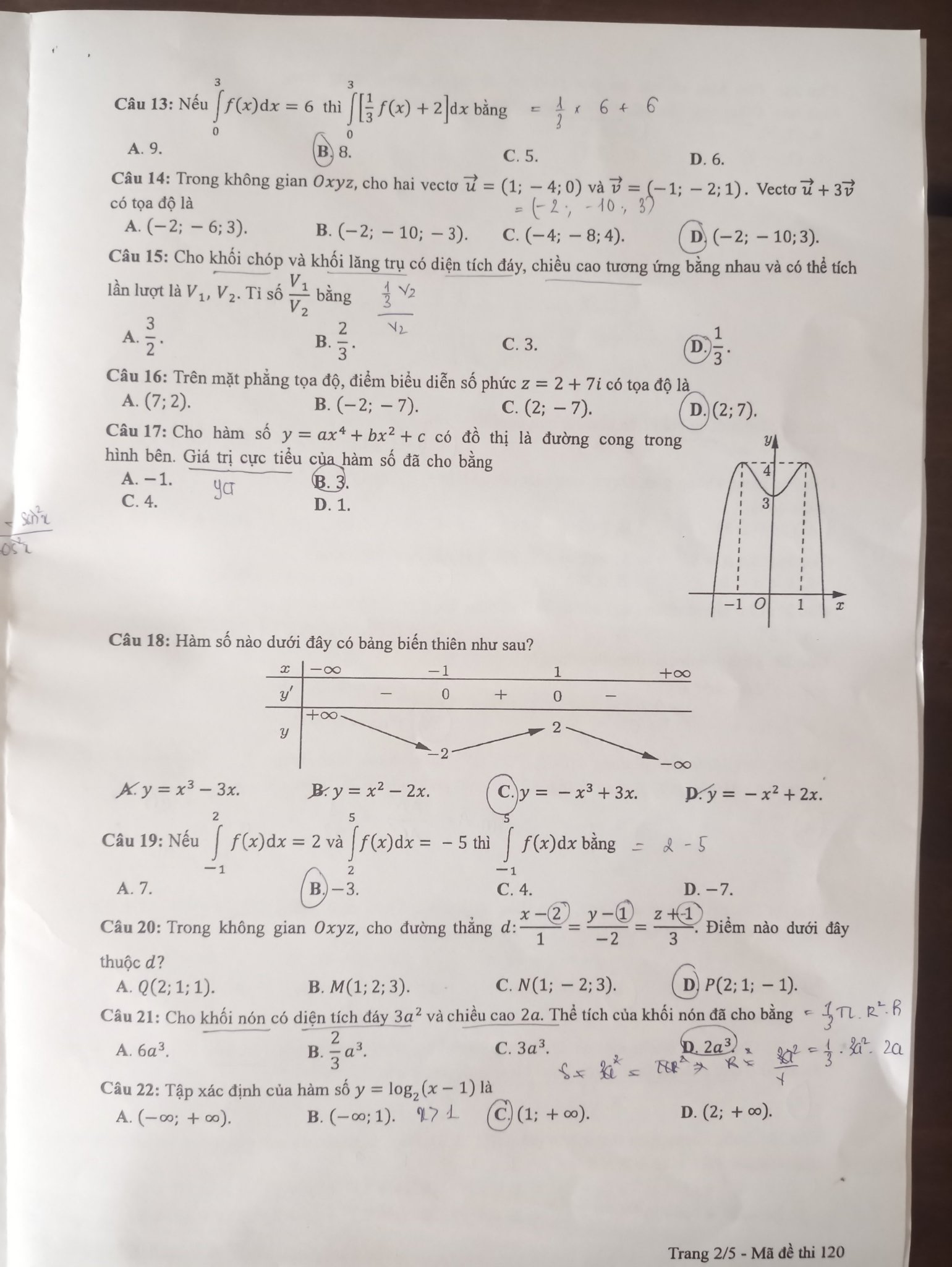 Đáp án đề thi môn Toán mã đề 120 kì thi THPT Quốc gia 2022 nhanh và chính xác nhất  - Ảnh 2