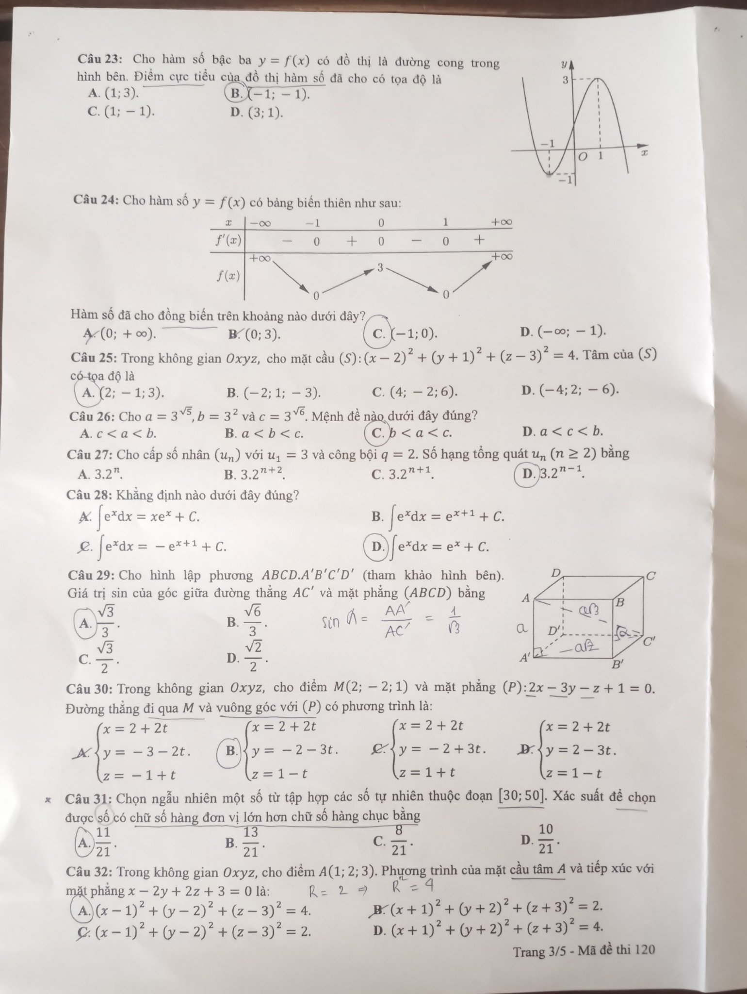 Đáp án đề thi môn Toán mã đề 120 kì thi THPT Quốc gia 2022 nhanh và chính xác nhất  - Ảnh 3