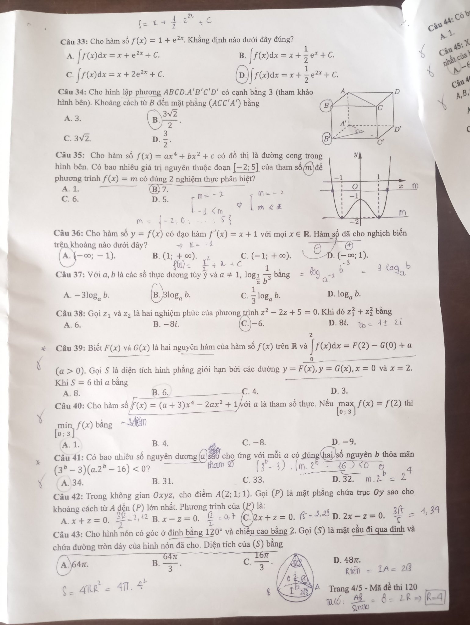 Đáp án đề thi môn Toán mã đề 120 kì thi THPT Quốc gia 2022 nhanh và chính xác nhất  - Ảnh 4