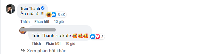 Dòng bình luận của Trấn Thành khiến nhiều người chú ý (Ảnh: Chụp màn hình)