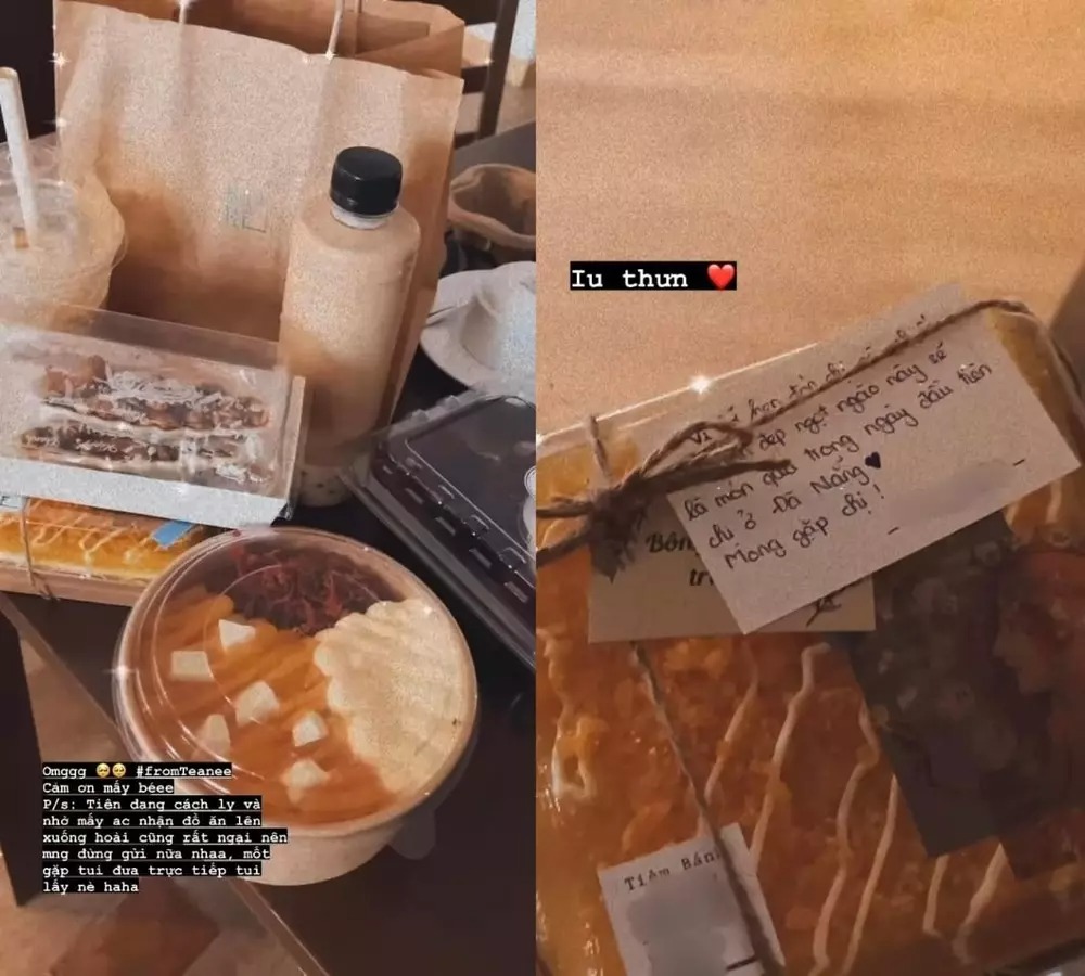 Biểu cảm khó đỡ của Thùy Tiên khi được fan tặng bó rau xanh sau khi về nước  - Ảnh 1