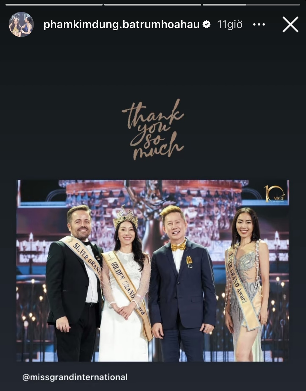 Bà trùm Hoa hậu bất ngờ gửi lời cảm ơn đến ông Nawat (Ảnh: Internet)