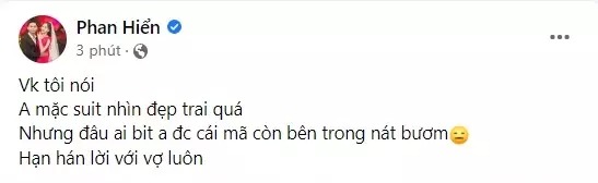 Phan Hiển kể lại phát ngôn của bà xã (Ảnh: Chụp màn hình) Phan Hiển kể lại phát ngôn của bà xã (Ảnh: Chụp màn hình)