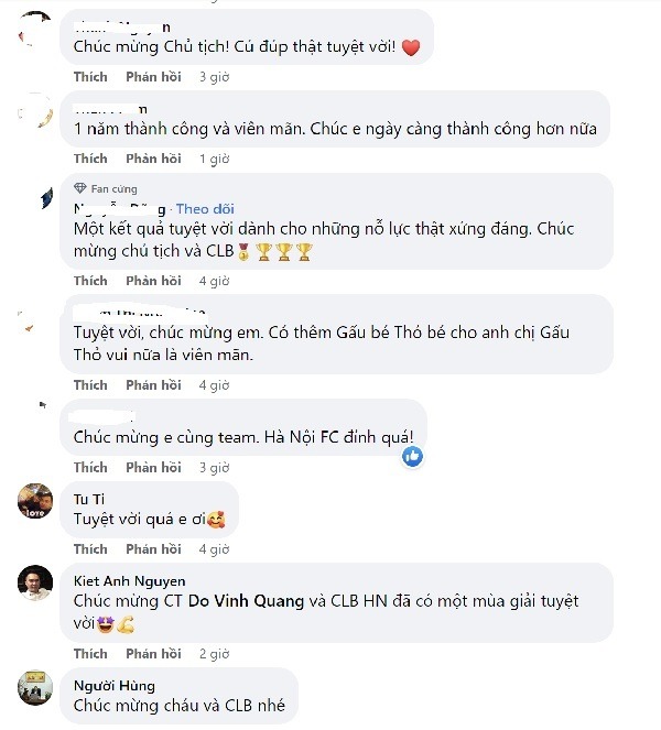 Bạn bè, đồng nghiệp và người hâm mộ đồng loạt chúc mừng cho Đỗ Vinh Quang (Ảnh: Chụp màn hình) Bạn bè, đồng nghiệp và người hâm mộ đồng loạt chúc mừng cho Đỗ Vinh Quang (Ảnh: Chụp màn hình)
