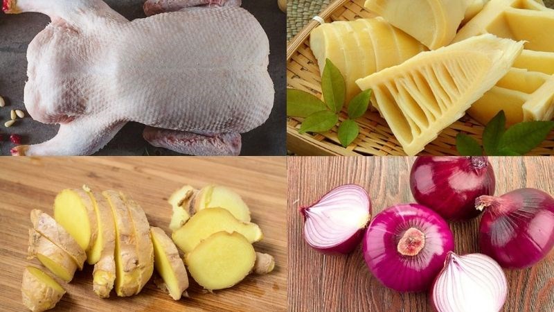 Nguyên liệu làm Vịt nấu măng tươi Nguyên liệu làm Vịt nấu măng tươi