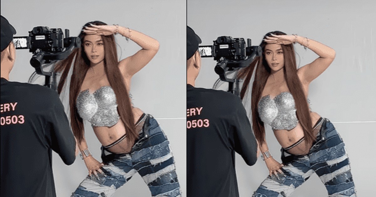 Trước đó, Á hậu Mâu Thủy bầu vượt mặt vẫn không ngại crop-top vô cùng cá tính (Ảnh: Chụp màn hình)