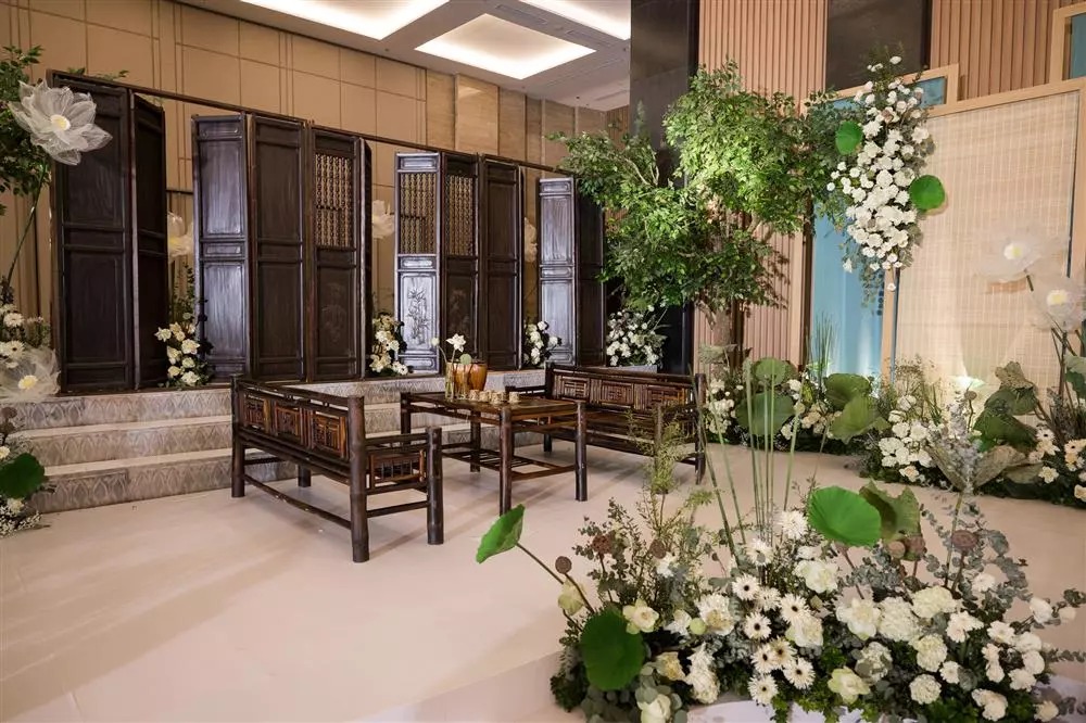 Khu vực sảnh ngoài tại đám cưới Hoa hậu Ngọc Hân (Ảnh: Internet)