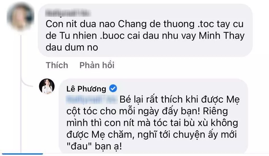 Dòng bình luận 'đáp trả' của diễn viên Lê Phương (Ảnh: Chụp màn hình)