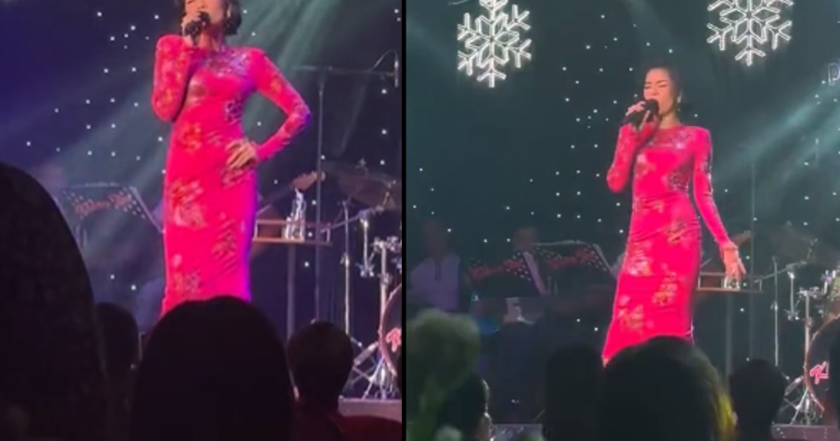 Khoảnh khắc Lệ Quyên đứng trên sân khấu biểu diễn ca khúc Nếu em được chọn lựa remix (Ảnh: Chụp màn hình)