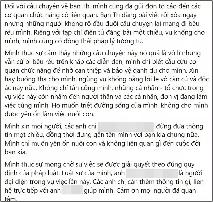 Nguyên văn bài chia sẻ của Thiên An (Ảnh: Chụp màn hình) Nguyên văn bài chia sẻ của Thiên An (Ảnh: Chụp màn hình)