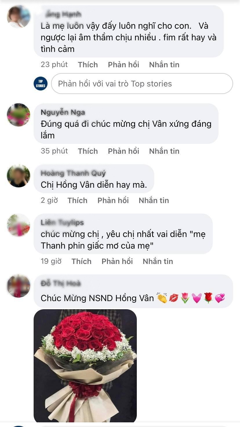 Cư dân mạng để lại những lời chúc đến NSND Hồng Vân (Ảnh: Chụp màn hình) Cư dân mạng để lại những lời chúc đến NSND Hồng Vân (Ảnh: Chụp màn hình)
