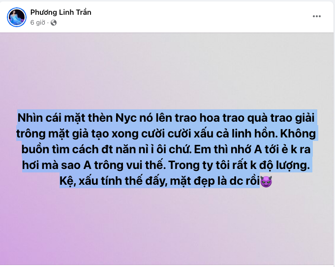 Ca sĩ Phương Linh chê bai người yêu cũ khi xuất hiện trong 1 Lễ trao giải 1