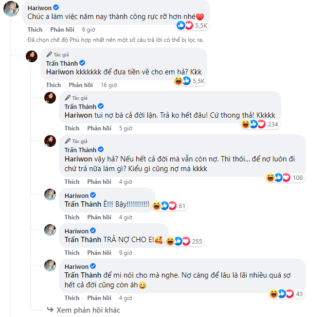 Màn tương tác thú vị của Hari Won - Trấn Thành (Ảnh: Chụp màn hình) Màn tương tác thú vị của Hari Won - Trấn Thành (Ảnh: Chụp màn hình)