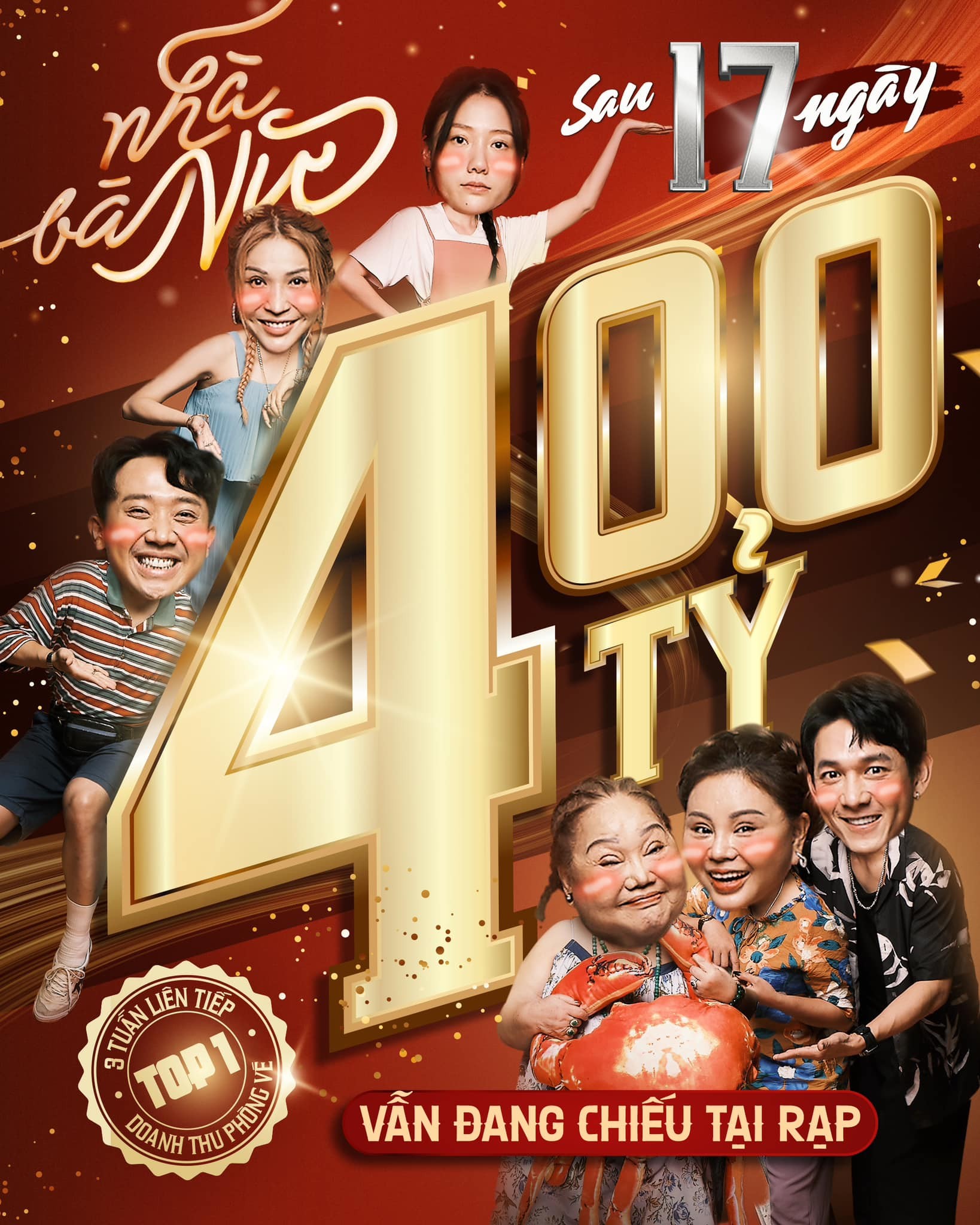 Sau 14 ngày ra mắt, 'Nhà bà Nữ' của Trấn Thành đã đạt doanh thu 400 tỷ đồng sau 17 ngày công chiếu (Ảnh: FBNV)