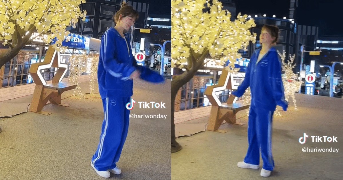 Khoảnh khắc Hari Won nhún nhảy trên đường phố Hàn Quốc khiến nhiều người chú ý (Ảnh: Chụp màn hình)